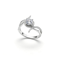 Bague de fiançailles en argent sterling 925 plaqué rhodium avec moissanite ronde couleur D VVS, bijoux fins pour femmes, fabrication sur mesure