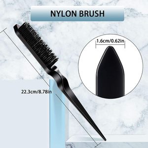 Peigne démêlant à queue personnalisé pour coiffure, ajoute du volume, 3 rangées <span class=keywords><strong>de</strong></span> dents, <span class=keywords><strong>en</strong></span> plastique noir, <span class=keywords><strong>brosse</strong></span> à cheveux <span class=keywords><strong>de</strong></span> salon pour le coiffage et le tapissage - Product Image 2