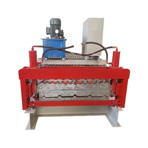 เครื่องขึ้นรูปลอนหลังคาอะลูมิเนียมเคลือบสังกะสีแบบสองชั้น ผู้ผลิตเครื่องขึ้นรูปลอนหลังคาแบบม้วน และเครื่องขึ้นรูปลอนกระเบื้องหลังคาแบบสองชั้น - Product Image 1