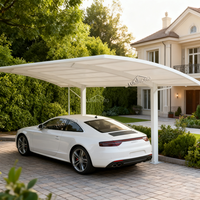 Abri de voiture autoportant de luxe moderne en alliage d'aluminium, imperméable et durable, pour protection extérieure des véhicules résidentiels