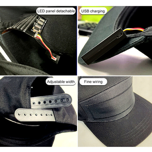 หมวกแอลอีดีมีไฟ LED หมวกโฆษณาสีขาวดำทำจากผ้าคอตตอนนำออกเองได้ - Product Image 5
