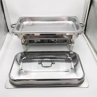 Lot de 4 réchauds de buffet rectangulaires pleine taille en acier inoxydable de 8 litres pour la restauration et les buffets