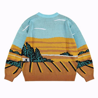 Pull-over décontracté surdimensionné en tricot jacquard à motif personnalisé, 100 % coton, manches longues, pour homme, hiver