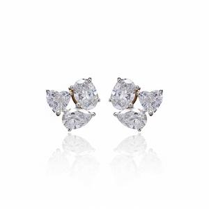 Pendientes de Tres Piezas con Corte Elegante, Joyería Fina de Alta Gama, Diamantes con Corte Elegante para Mujer, Estilo Festivo para Eventos Nocturnos - Product Image 2