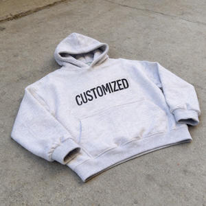 Sudaderas con Capucha de Felpa Francesa de Algodón Blanco Liso Casual para <span class=keywords><strong>Hombre</strong></span>, Sudaderas Cortas Extra Grandes de Alta Calidad 100% Algodón - Product Image 3