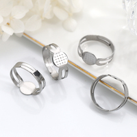 Einfache Schmuckteile für Damen und Herren, 17mm 18mm 19mm Runde Verstellbare Ringrohlinge mit Flacher Basis aus Edelstahl für Schmuckherstellung