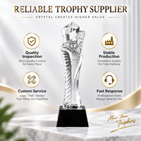 Gravure de texte personnalisée sur un trophée en cristal de qualité supérieure pour récompense d'entreprise