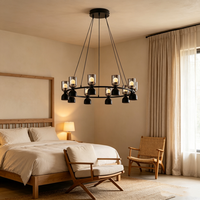 Lustre minimaliste en aluminium noir et acrylique, vente en gros directe d'usine, finition personnalisée, lampe pour restaurant et bar