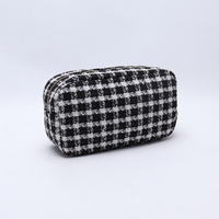 Pochette de maquillage en Tweed bleu marine, nouveau Style, fil coloré à paillettes, boîte de maquillage carrée multifonctionnelle, pochette cosmétique