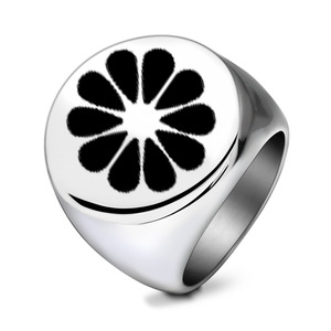 Anillo de Acero Inoxidable con Diseño Geométrico Grabado con Láser de 22MM, Joyería para Hombre, Regalo - Product Image 1