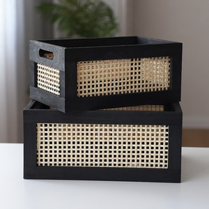 Cesta de almacenamiento tejida a mano de bambú de estilo japonés retro, caja de almacenamiento para escritorio, para libros, aperitivos y artículos diversos en la sala de estar del hogar. - Product Image 2