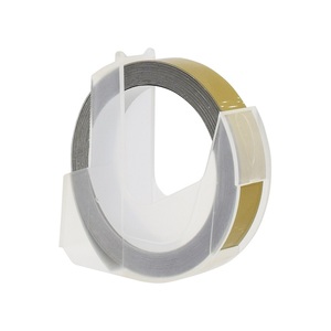 Rubans d'étiquettes de gaufrage 3D compatibles 520104 9mm * 3m blanc sur or - Product Image 1