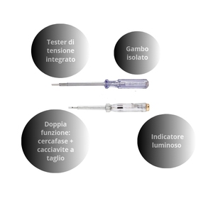 Set di cacciaviti 20 pezzi 6x19 cm e 14x13 cm con clip e tester di tensione 200-250V AC per lavori elettrici - Product Image 3