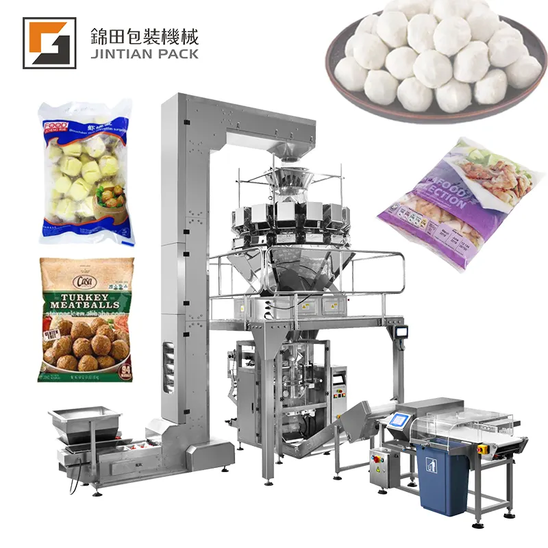 Máquina de envasado de alimentos congelados, máquina de embalaje de comida de mar, con múltiples cabezales, precio de fábrica de China