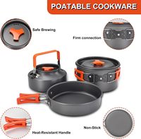 Ustensiles de cuisine d'extérieur essentiels pour le camping, la randonnée et les pique-niques, en alliage d'aluminium anodisé et acier inoxydable, légers, 1-2L