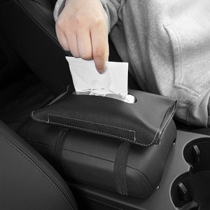 <b>Car</b> Tissue Box Leather <b>Visor</b> Organizer 23x13x3cm For Sun <b>Visor</b> Armrest Seat Back Door Edge Storage Bag - Product Image 2