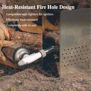 <span class=keywords><strong>Charbon</strong></span> de bois portable <span class=keywords><strong>pour</strong></span> <span class=keywords><strong>barbecue</strong></span>, camping, randonnée, avec logo personnalisable. Dispositif <span class=keywords><strong>d</strong></span>'<span class=keywords><strong>allumage</strong></span> en métal pliable - Product Image 5