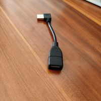 D2802 10cm 0.1m 90 derajat sudut USB-A 2.0 laki-laki ke Perempuan Data pendek kabel ekstensi pengisian daya