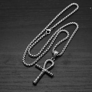 Collar con colgante vintage de acero inoxidable 316L, chapado en oro PVD de 14K/18K, joyería fina para hombre, collar de moda con cruz Ankh para hombre - Product Image 3