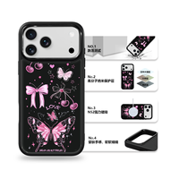 Coque de téléphone AG Feeling Black Edge avec motif papillon fluorescent doré pour iPhone 17, 17 Pro Max, 16 Pro, 15 – Coque magnétique