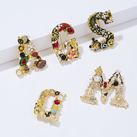 Broches de luxe à lettres en strass (A, D, G, S) pour enfants et femmes, 5 styles, idéales pour mariages et fêtes, cadeau