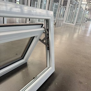Fenêtre à auvent <span class=keywords><strong>en</strong></span> PVC avec verre trempé feuilleté, charnière à friction et cadre extérieur noir thermolaqué - Product Image 1