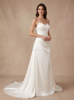 Gaun Pengantin untuk Pengantin Wanita Ukuran Besar Model Ruched Bust Ball Gown Custom Tanpa Tali Gaun Pernikahan Satin Warna Ivory dengan Train