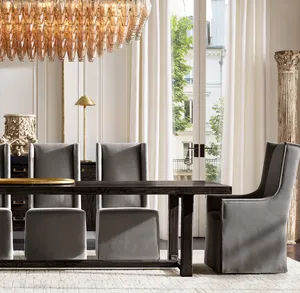 Sang Trọng Phong Cách Mỹ Dinging Đồ Nội Thất Phòng Rắn Gỗ Sồi Mộc Mạc Ván Ăn 4 Ghế Bảng Đặt Cho Khách Sạn - Product Image 3