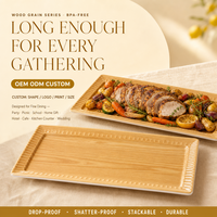 Assiette de table en mélamine de forme allongée, vente en gros d'usine OEM ODM, durable et résistante aux chutes, idéale pour pique-niques, banquets et buffets d'hôtel