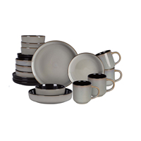 Service de table en grès de 20 pièces, assiettes, bols et tasses à glaçure réactive, compatible micro-ondes, style nordique rustique, pour cuisine et salle à manger