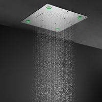 Ensemble de douche portable multifonction moderne de 24 pouces, salle de bain carrée chromée, douche de pluie murale