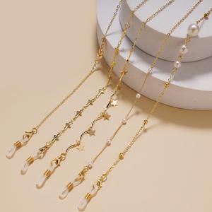 Chaîne de lunettes perlée de haute qualité, lanière de <span class=keywords><strong>masque</strong></span>, tendance transfrontalière, étoile à cinq branches, perle, boule de diamant, antidérapante – Meilleures ventes - Product Image 2