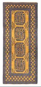 Tapis en laine noué à la main vintage traditionnel 2'8 "X 6'4" Décorations de salon personnalisables Camping Voyage Prière Pique-nique - Product Image 4