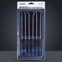 Qixin, fournisseur chinois, ensemble d'outils de réparation de quincaillerie de haute qualité sur mesure, 6 pièces, crochets et pics, outils automobiles professionnels