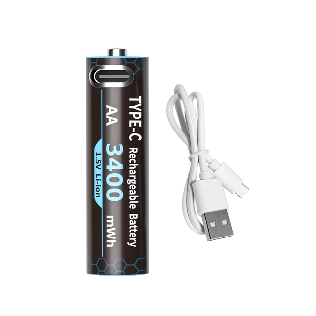 PUJIMAX High Quality Durable 1.5v 1480mAh Lithium Ion Battery USB Type-C Rechargeable AA Battery for Wireless Keyboards and Mice