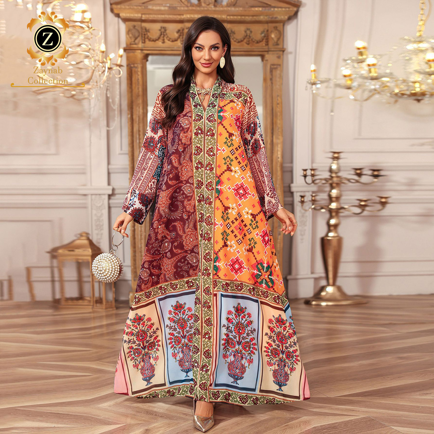 chinese dress ladies Ramadan Saudi Arabia Middle East Muslim Robe Velour Spliced Beaded Women's  Dress Long Dress Black M : Amazon.co.uk: Fashion
