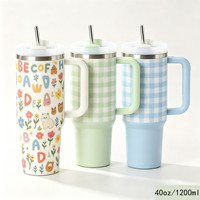 Vente en gros de gobelets de voiture en acier inoxydable 304 avec poignée, grande capacité, gobelet isotherme à double paroi, tasse à café de voyage pour les voyages