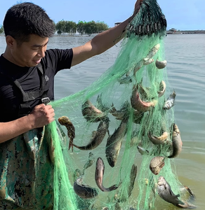 Utilisation commerciale à la main pliable pêche filet maillant Double Monofilament Nylon <span class=keywords><strong>Trammel</strong></span> maille pour lac rivière coulée PA survie - Product Image 2