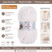 Fil de fausse fourrure pelucheux et doux pour tricot et crochet, idéal pour écharpes, pulls, couvertures et projets DIY, couleur blanc crème, vente en gros