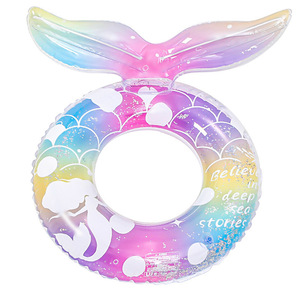 Círculo de natación de sirena grueso transfronterizo Ins, anillo de natación inflable de cola de pez para axilas de PVC grande para piscina - Product Image 5