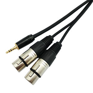 OEM TRS âm thanh loa cáp 3.5mm đến 2 xlr nữ AUX cáp 2 XLR nam cắm để <span class=keywords><strong>3.5</strong></span> nam cho điện thoại để trộn khuếch đại y Splitter - Product Image 1