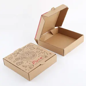 Free sample Kraft Paper Corrugated Square Pizza Packaging Cardboard Box Custom logo