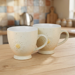 Tasse en céramique vintage à motif marguerite en relief, mug en porcelaine moucheté pour le thé et le café, idéal pour la table et le camping - Product Image 3