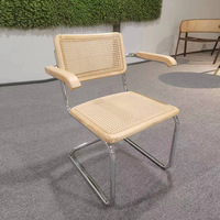 Chaises de salle à manger modernes pour la maison et le bureau, empilables, écologiques, confortables, sans accoudoirs, en cuir PU, avec dossier en rotin, pour appartement, parc
