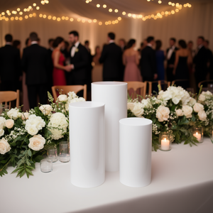 Pedestal Cilíndrico de PVC Blanco, Juego de 3 Piezas, 23.62, 29.53 y 35.43 Pulgadas, Exhibidor de Mesa para Bodas, Fiestas, Decoración Artística, Estilo Moderno y Duradero - Product Image 2