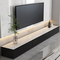 Meuble TV en bois massif Table basse Salon minimaliste moderne Maison Haut de gamme Meuble TV noir de luxe sur pied