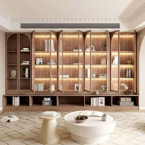 Estantería de madera maciza de cerezo clásica americana de lujo estantería de biblioteca de oficina en casa ajustable - Product Image 4