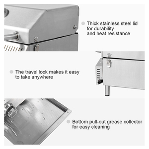 Stainless Steel Tabletop Gas <strong>Grill</strong> Built in Thermometer Outdoor BBQ <strong>Grill</strong> with Travel <strong>Locks</strong> - Product Image 2