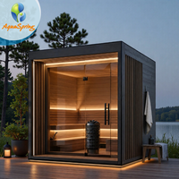 Cabine de sauna traditionnelle extérieure de luxe pour 4-5 personnes avec chauffage Harvia et toit imperméable en bois de cèdre rouge pour spa de jardin