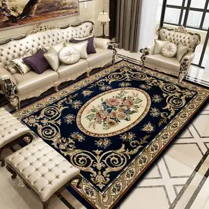 波斯区地毯正式传统徽章波斯仿古印花地板地毯客厅地毯金黄色